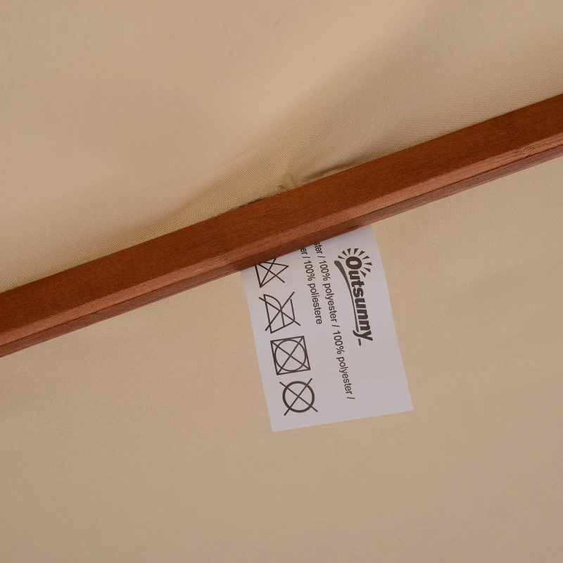 Outsunny Gerader Sonnenschirm aus Holz 2 Dach Polyester 180 g/m² Durchmesser 2,7 x 2,6H m beige