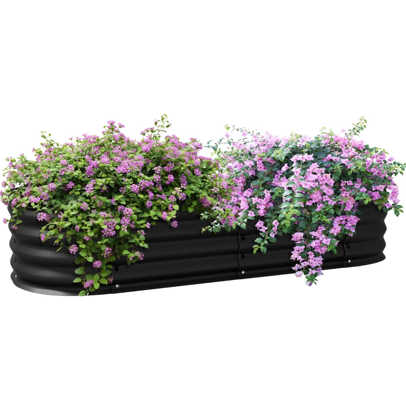 Outsunny Erhöhtes quadratisches Gartenbeet aus modularem Stahl für Gemüse, Pflanzen, Blumen, Abmessungen 150 x 62 x 30 cm, Schwarz