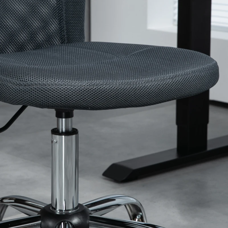 Vinsetto Bürostuhl ergonomisch höhenverstellbarer Bürostuhl mit Chromgestell 360° drehbarer Netzbezug dunkelgrau