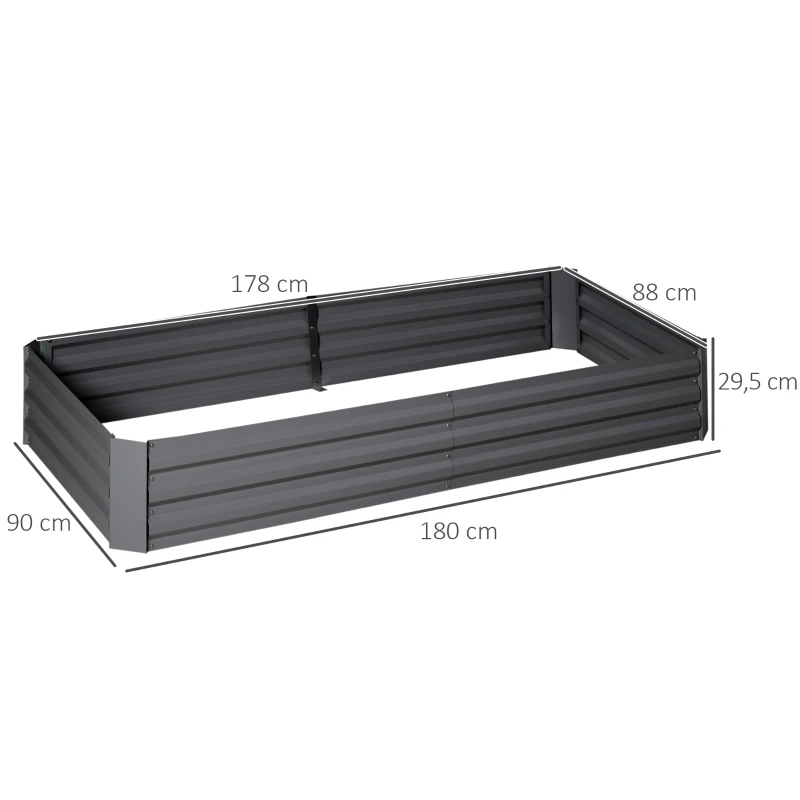 Outsunny Hochbeet Pflanzkasten aus Metall rechteckig mit Pfählen für Tomaten und Kletterpflanzen 180 x 90 x 29,5 cm