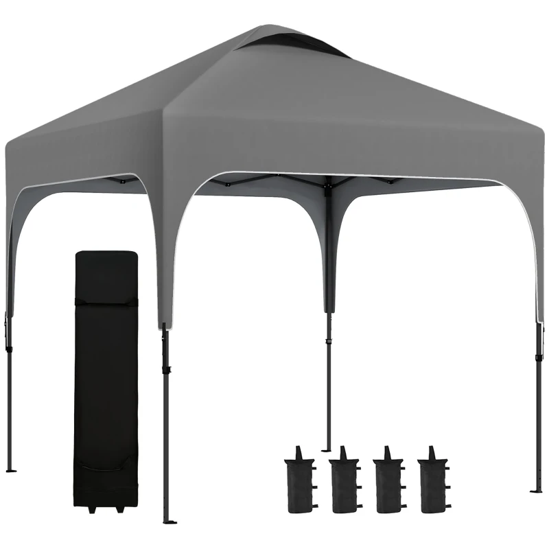 Outsunny Faltbarer Pop-up Gartenpavillon 2,5 x 2,5 m Höhenverstellbar Oxford-Gewebe Anti-UV50+ Stahlrahmen Transporttasche