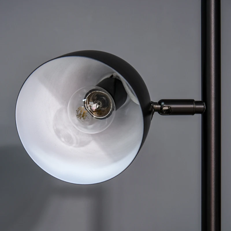 HOMCOM Stehlampe, Bodenlampe, 3 einstellbare Schirme, Metall, Schwarz