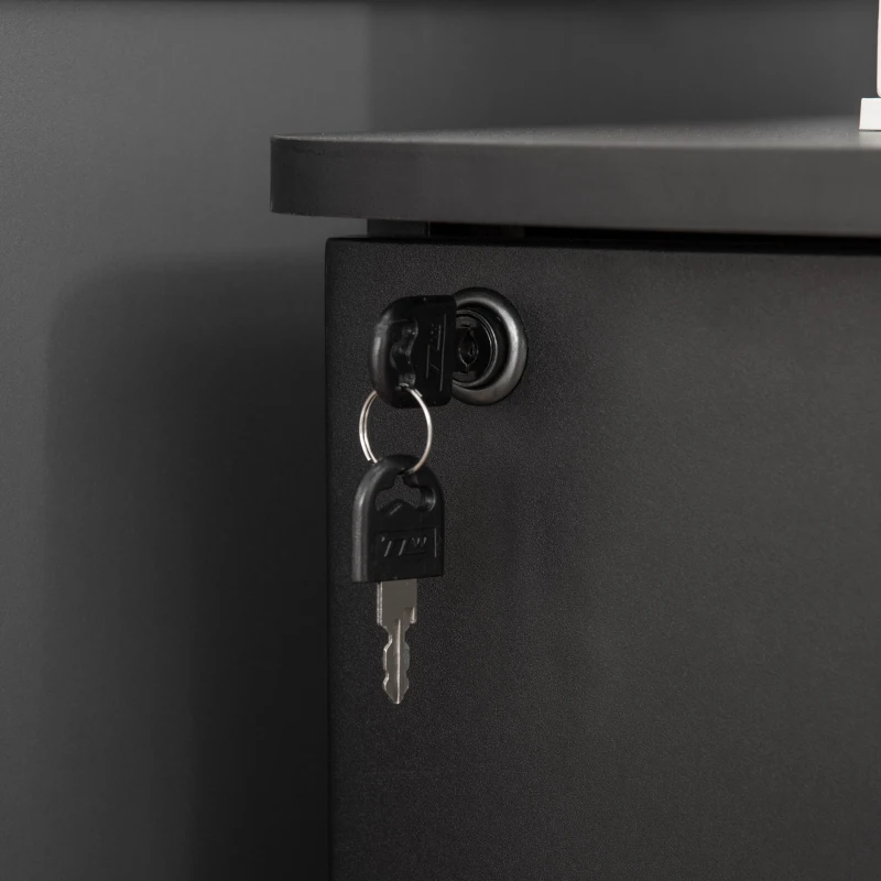 Vinsetto Bürocontainer Aufbewahrung auf Rollen Aktenschrank Büromöbel 2 verriegelbare Schubladen aus MDF Spanplatten Maße 43L x 45B x 72H cm schwarz