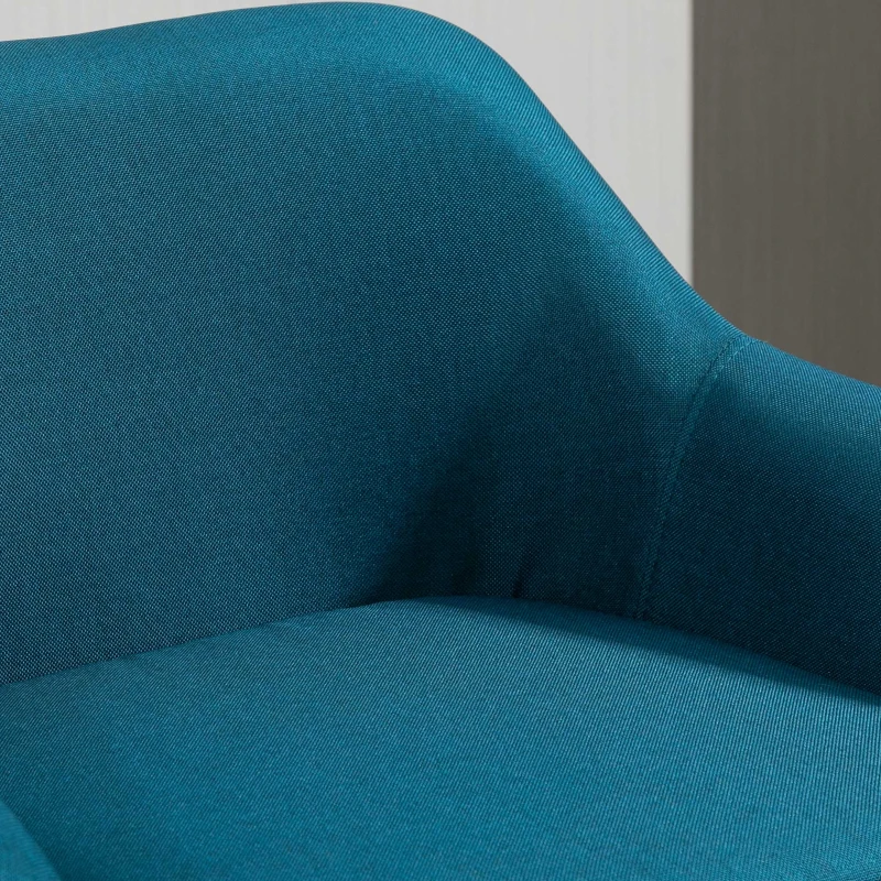 HOMCOM Skandinavische Designer Barhocker - Set mit 2 Barhockern Grand Confort mit Fußstützen und Armlehnen - Massivholz Leinen blau