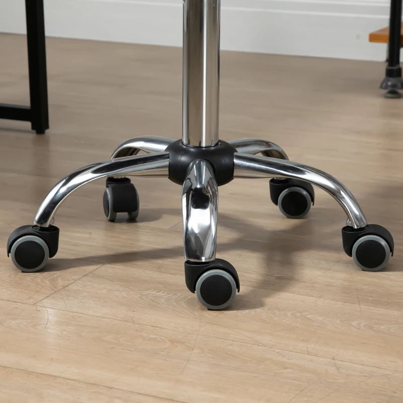 HOMCOM Vintage Massagehocker - drehbarer Arbeitsstuhl 360° - Höhenverstellbarer Sitz 49-64 cm - braunes Kunstleder verchromtes Metall