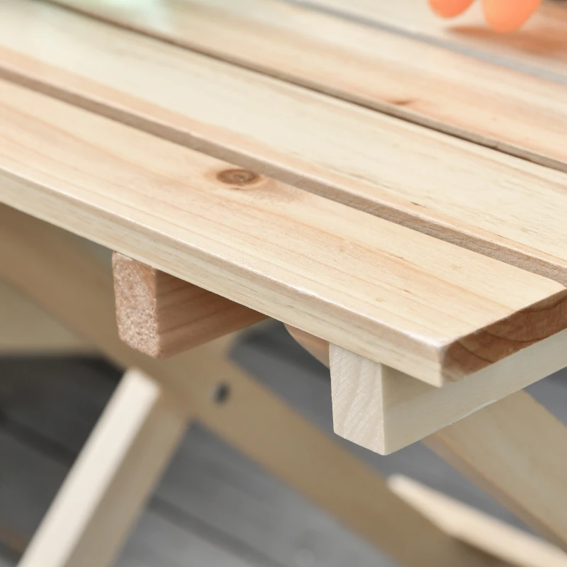 Outsunny Gartenstuhl Adirondack klappbar mit Fußhocker und Beistelltisch aus naturbelassenem Tannenholz