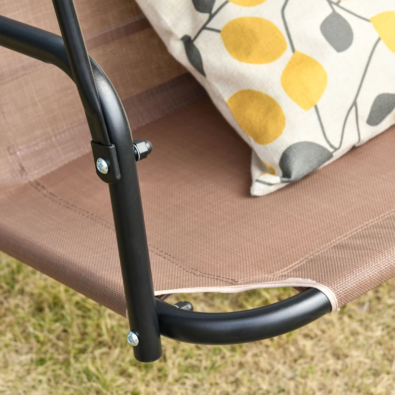 Outsunny Balancelle Hollywood 2 Places Extérieure Chaise Longue Résistante aux UV Cadre en Métal de qualité ajustable Angle Auvent Marron