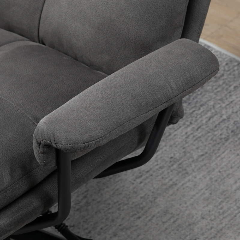HOMCOM Fauteuil relaxant avec ottomane, fauteuil avec repose-pieds, dossier réglable ; microfibre, gris foncé