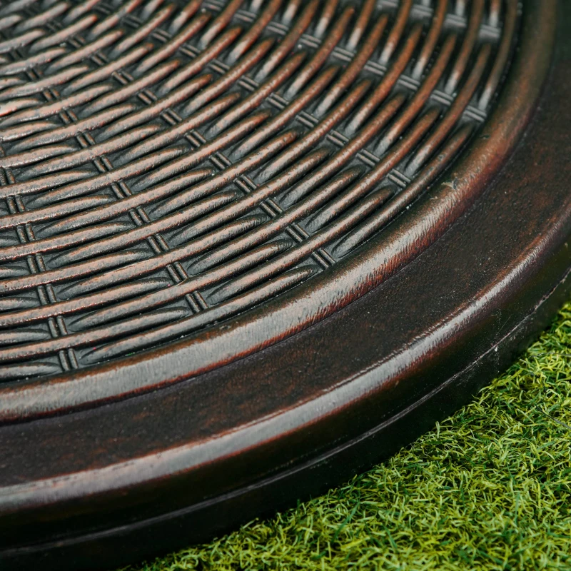 Outsunny Runder Sonnenschirmständer mit Basis aus HDPE Kunstharz Rattanoptik Ø 48 x 34 cm, Nettogewicht 14 kg in Schwarz Bronze