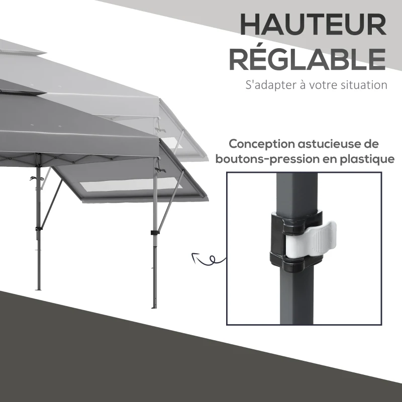 Outsunny Garten Pop-Up Pavillon Faltbar 5 x 3 m, Oxford-Gewebe mit 2 verstellbaren Seitenwänden, Transporttasche mit Rollen inklusive