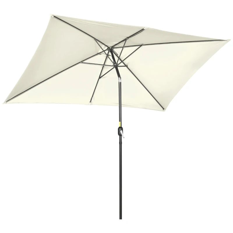 Outsunny Rechteckiger neigbarer Sonnenschirm aus Metall und hochdichtem Polyester 3 x 2 m Creme