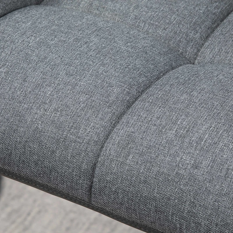 HOMCOM Lot de 2 Tabourets de Bar au Design Rétro Réglables en Hauteur en Simili Cuir et en Tissu Aspect Lin Gris + Noir