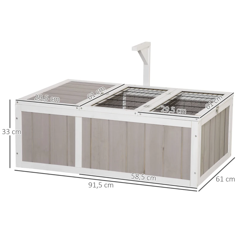 PawHut Haus Gehege für kleine Haustiere Schildkröte mit 2 Räumen Größe 91,5L x 61B x 33H cm - Fichtenholz