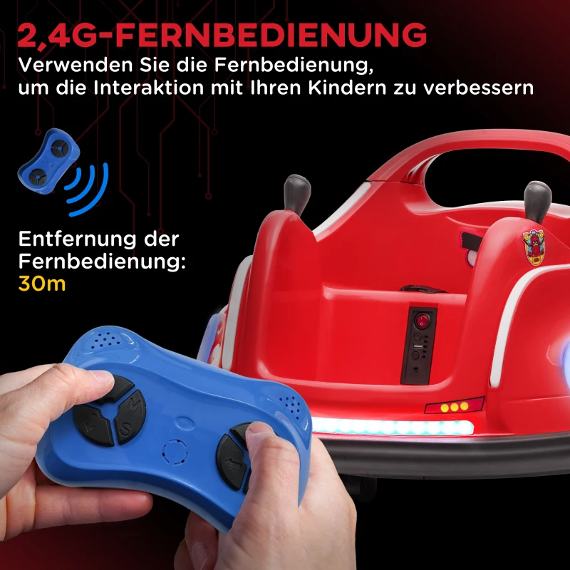 AIYAPLAY Kinder Bumperauto, 360° Draaibaar, voor 3-5 Jaar, met Afstandsbediening, Muziek, Rood