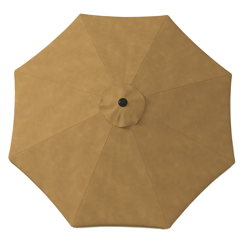 Outsunny Parasol avec décor à franges, Ø265 cm, inclinable, mât en métal en deux parties, capuchon de protection contre le vent, Kaki/Noir