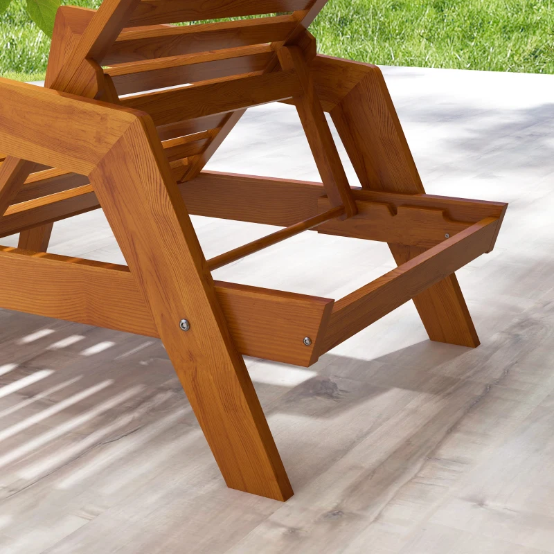Outsunny Transat de Jardin en Bois, Bois Massif, 66 cm x 190 cm x 73,5 cm, Orange