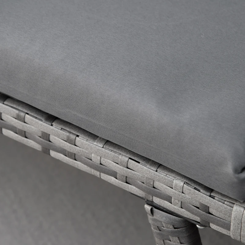 Outsunny Canapé de Jardin 2 Places en Rotin Mobilier de Jardin Sofa de Salon Banquette de Jardin Lit de Jardin Pliable Accoudoirs en Acier Gris 129 x 63 x 67 cm