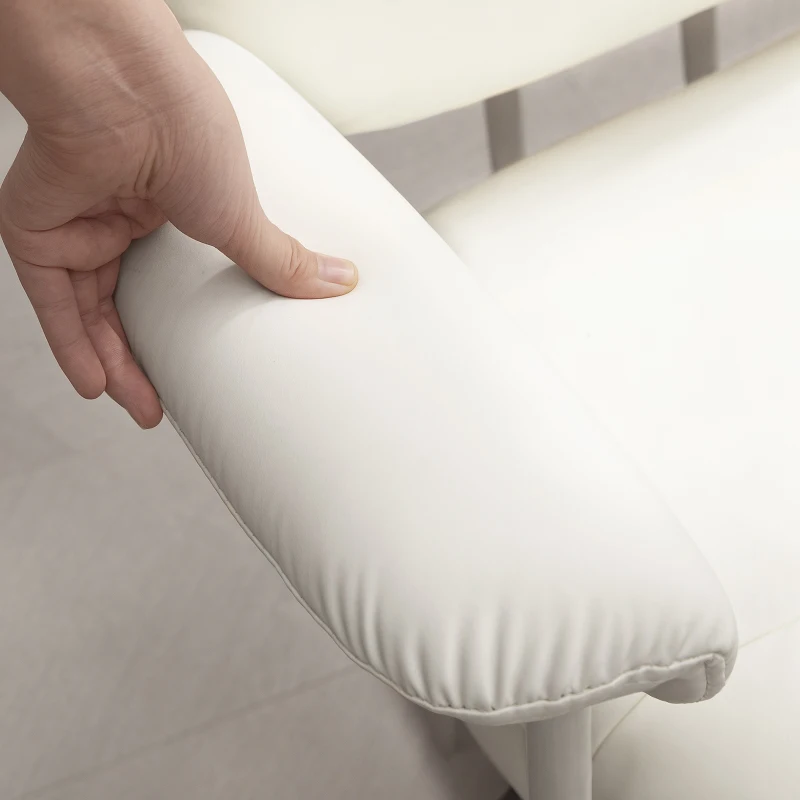 HOMCOM In hoogte verstelbare bureaustoel met zacht kussen en kunstleer bekleding, flexibele wielen en kantelfunctie, Wit(m-8)