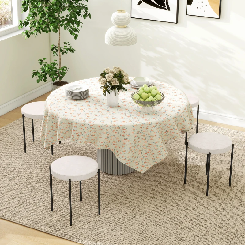 HOMCOM Set de 4 tabourets de cuisine, empilables, finition velours, jusqu'à 100kg, cadre métallique, 41,5 x 41,5 x 46 cm, Crème