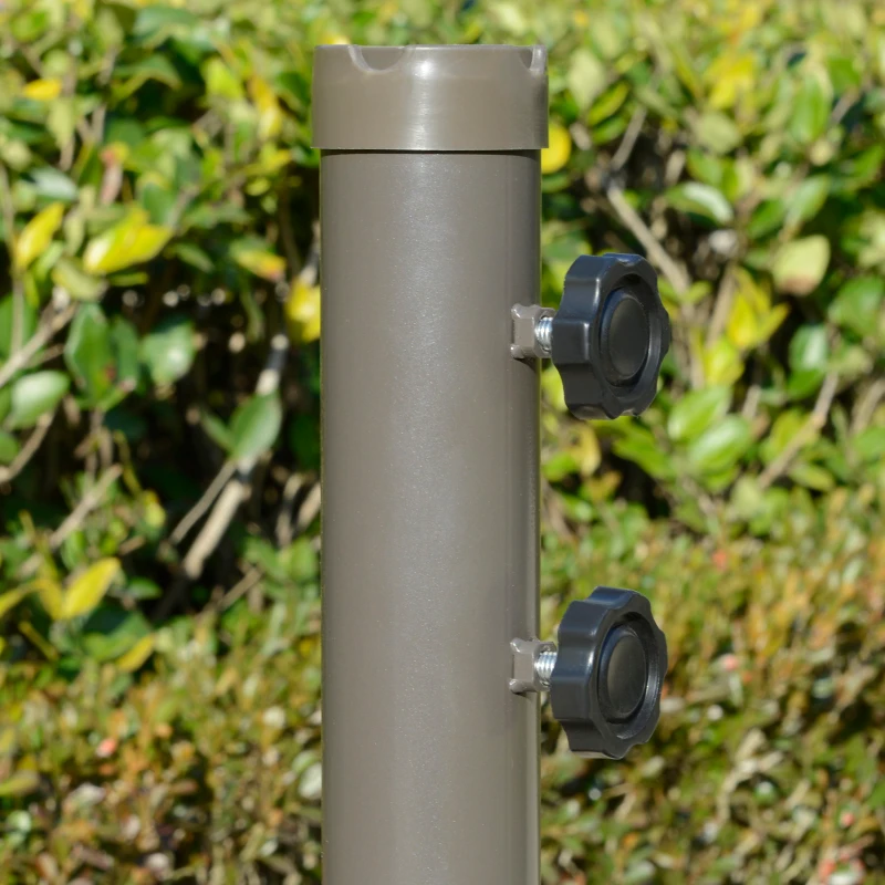 Outsunny Parasol Déporté Ø2,67 x 2,45 m Parasol à manivelle avec Double Toit Base en Croix Acier Protection Solaire en Polyester et Acier Gris Clair