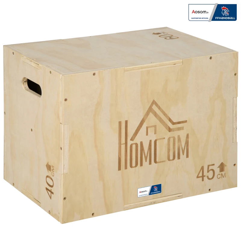 Jump Box Plyo 3 in 1 Sprungbox für Muskel- und Fitness-Training Holz