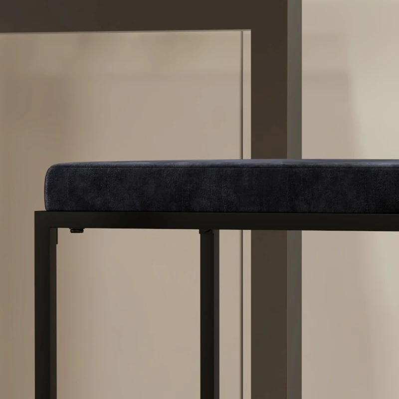 HOMCOM Set aus 2 Barhockern Hochstühle mit Samtsitzkissen und Fußstütze Höhe 74 cm Schwarz