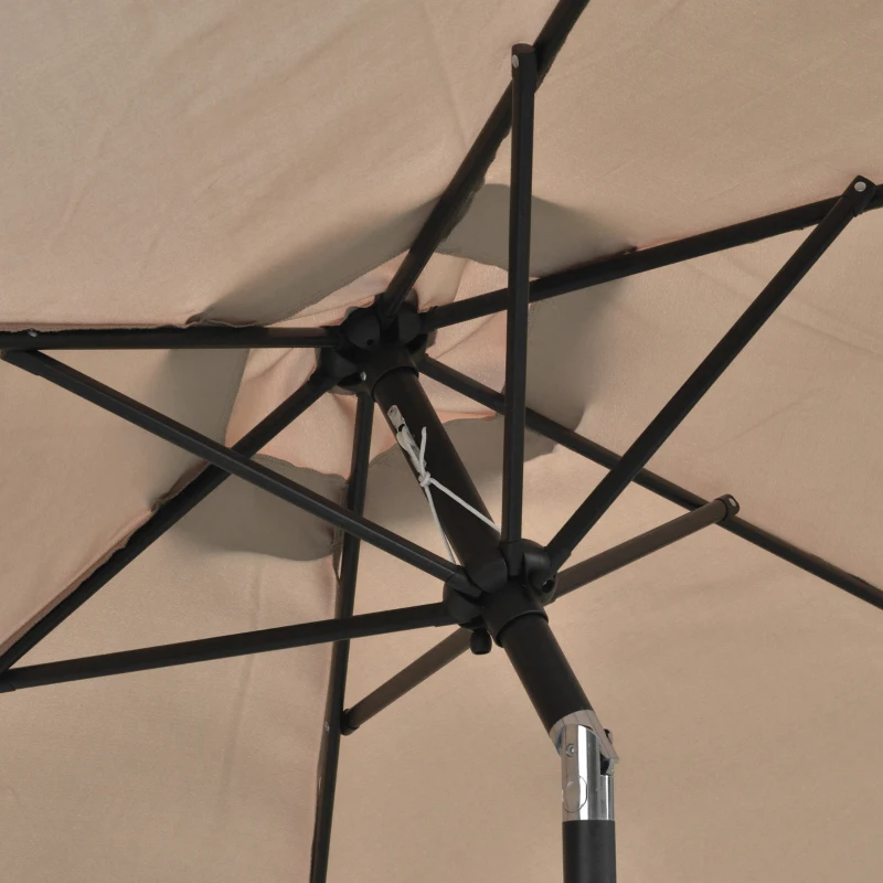 Outsunny Garten Sonnenschirm Neigbarer hexagonaler Sonnenschirm dim. Ø 2,3 x 2,16H m Metall Polyester hohe Dichte Beige