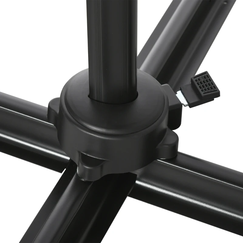 Outsunny Versetzter quadratischer Sonnenschirm mit Kurbel und Stahlfuß, Maße 2,5L x 2,5B m, Aluminium, Polyester Creme