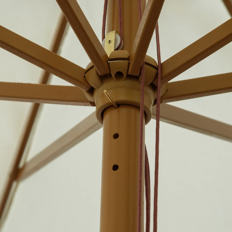 Outsunny Parasol Sonnenschirm rund groß Ø 3 m Bambusholz beige für den Garten