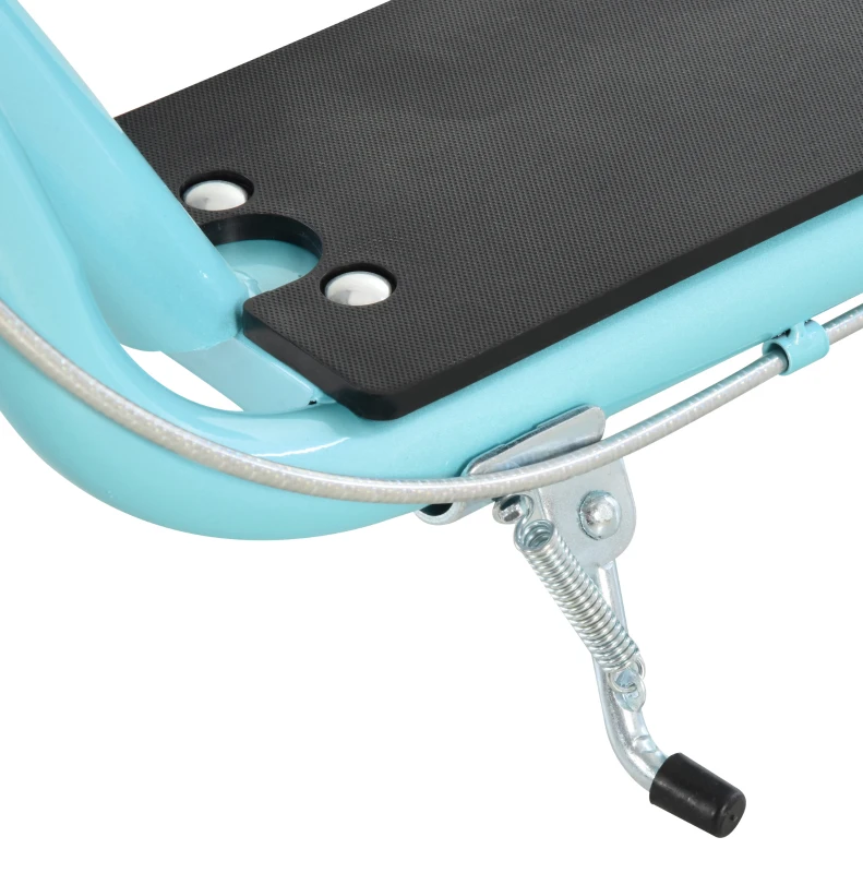HOMCOM Trottinette Scooter Große Gummireifen Ø 40 und 30 cm Höhenverstellbarer Lenker Vorder- und Hinterradbremse Ständer Stahl Himmelblau Schwarz