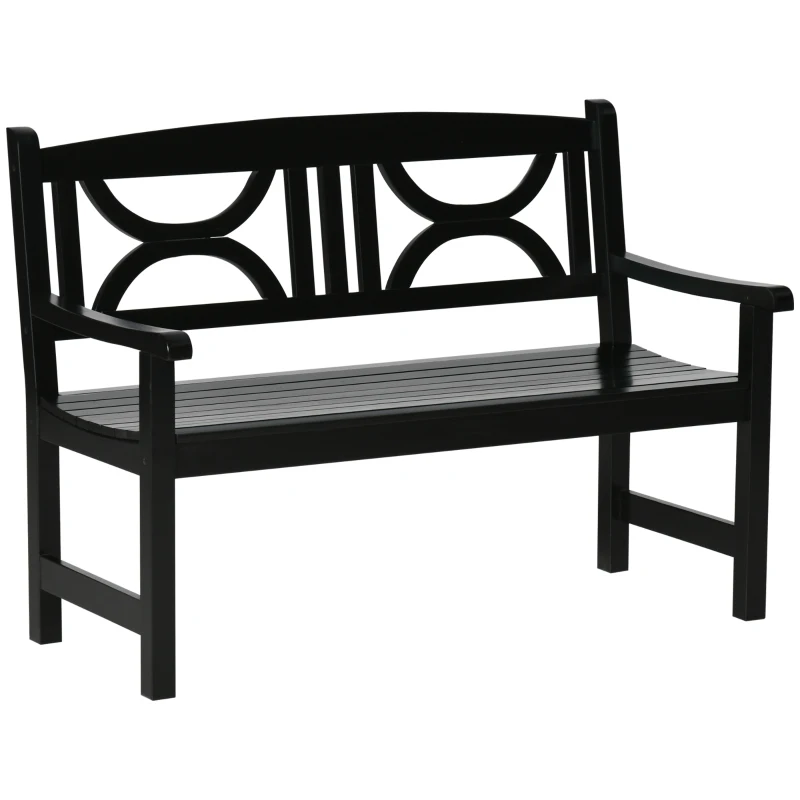Outsunny Gartenbank 2 Sitzer Sitzbank Garten Terrasse Patio hohe Rückenlehne Latten Sitzfläche bequeme Armlehnen Pappelholz 123 x 61 x 89,5 cm schwarz