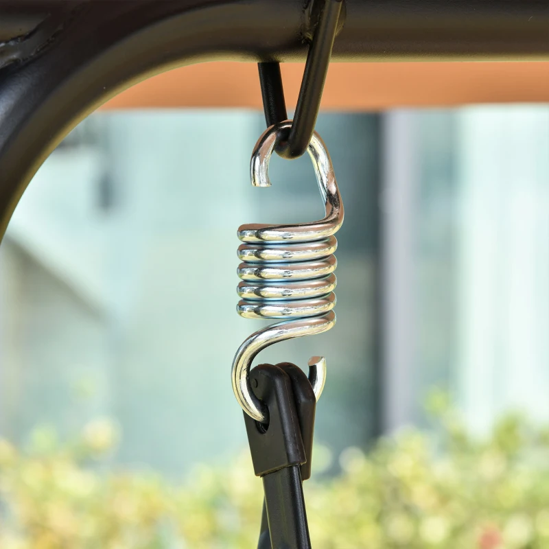 Outsunny Balancelle Hollywood 2 Places Extérieure Chaise Longue Résistante aux UV Cadre en Métal de qualité ajustable Angle Auvent Marron