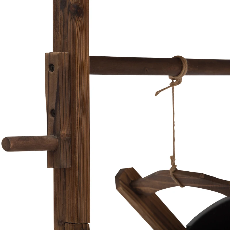 Outsunny Fontaine de Jardin, Fontaine Décorative, Fontaine Cascade, Réglable, Bois Massif, Marron, 68 x 57 x 118 cm