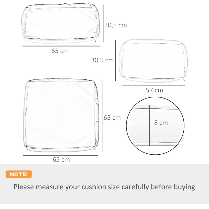 Outsunny Set mit 14 Ersatzbezügen für Gartenmöbelkissen - 6 Sitzkissenbezüge, 8 Rückenkissenbezüge Braun