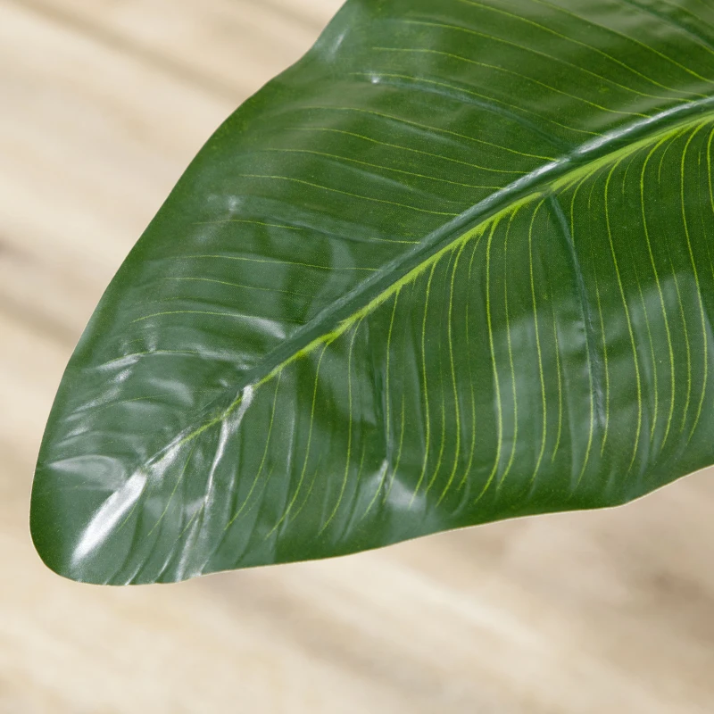 HOMCOM Kunstpflanze Paradiesvogel Strelitzia Höhe 1,80 m 13 Blätter und 2 Blüten sehr realistisch Topf inklusive