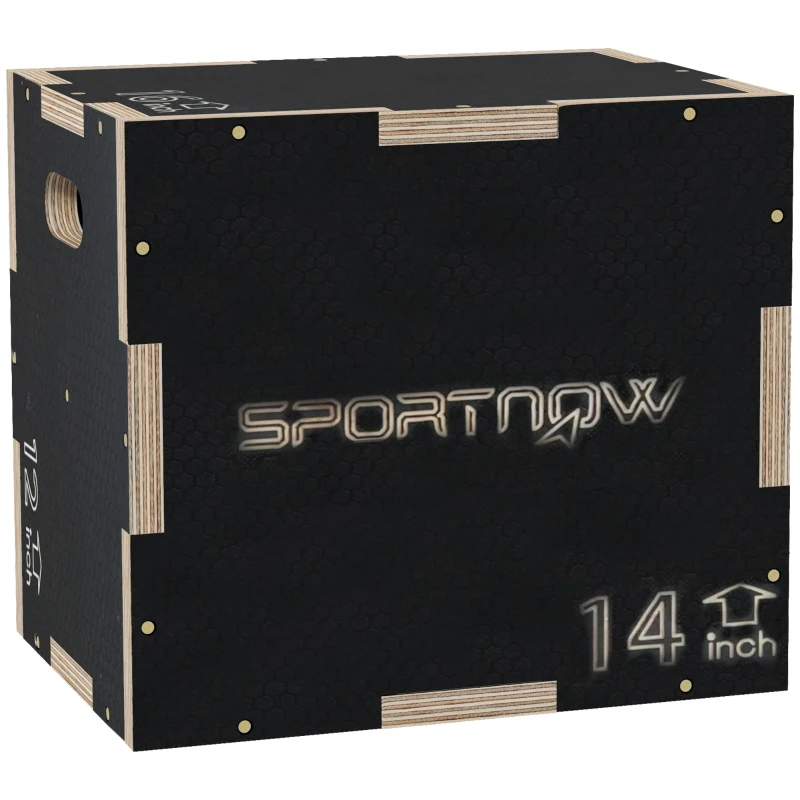 SPORTNOW Box Jump Plyo-Box 3 in 1 Sprungkasten Fitness für Boxtraining aus Holz, 30,5/35,5/40,5H cm