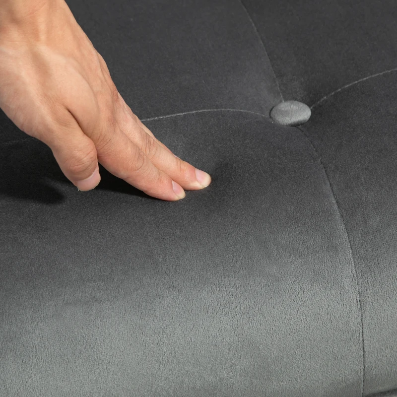 HOMCOM Fauteuil d'accent avec Repose-Pieds, rembourré, dossier haut, Aspect Velours, jusqu'à 150 kg, Gris foncé