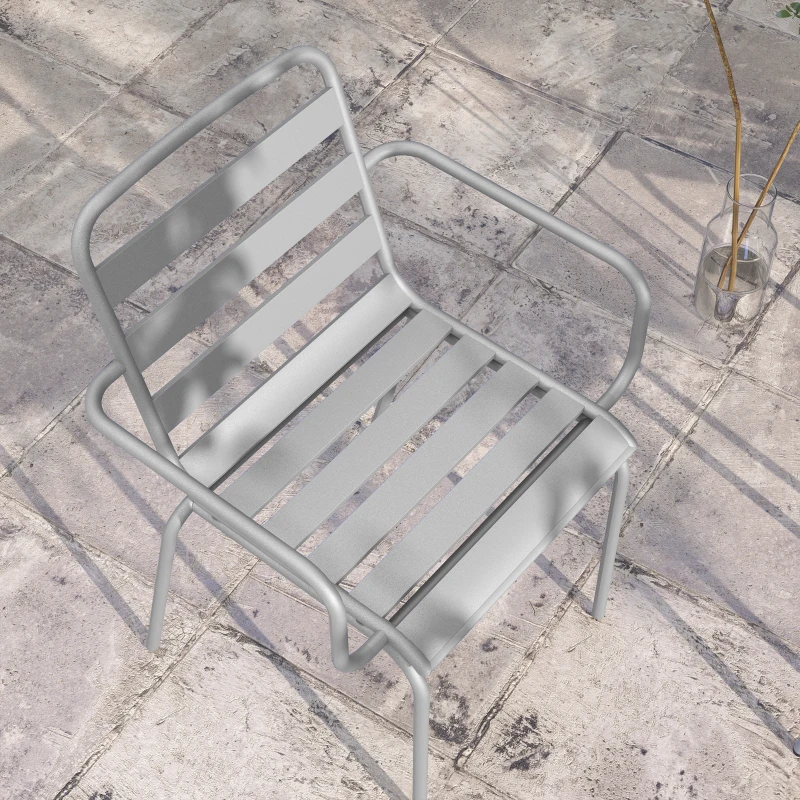 Outsunny Ensemble de bistro 3 pièces Ensemble de bistro en balcon de 2 chaises, pliable, design moderne, 51 x 58 x 78 cm, Gris clair