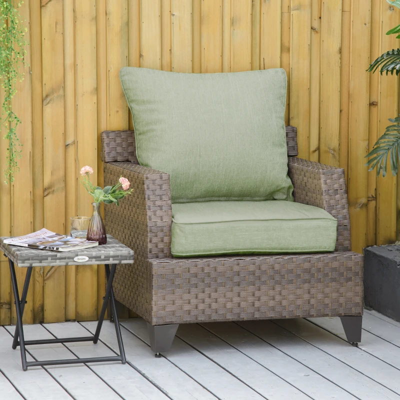 Outsunny Set aus 2 Sitz- und Rückenkissen für Gartenstuhl Liegestuhl Innen und Außenbereich Polyester Hellgrün