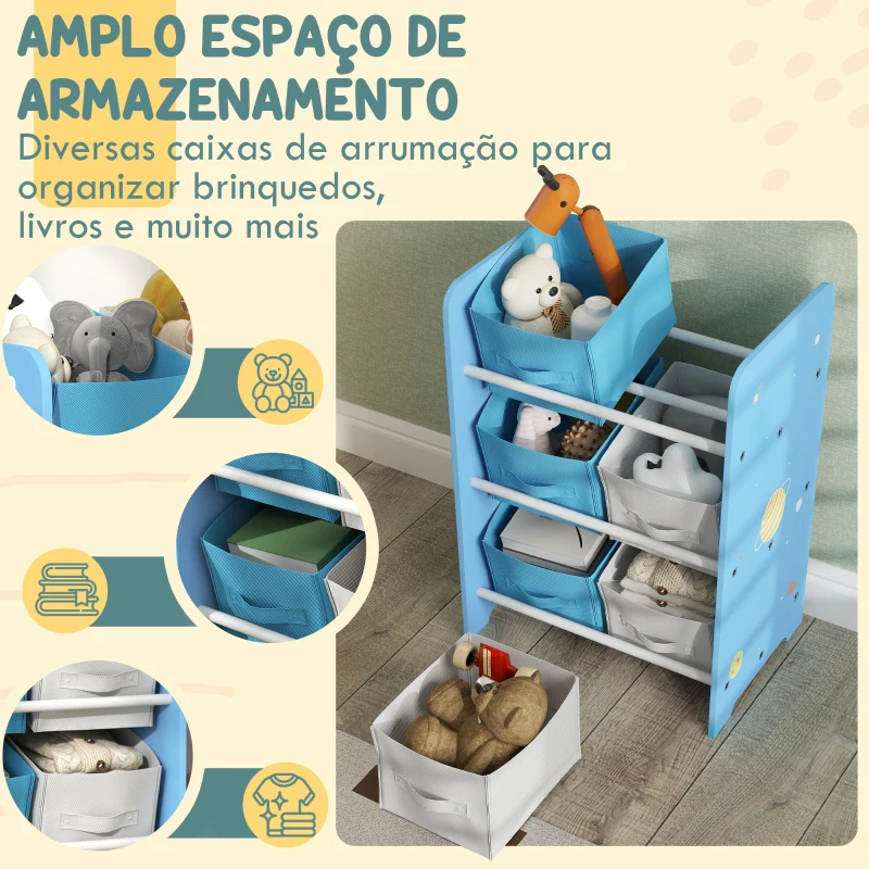 AIYAPLAY Estante para Brinquedos com 6 Caixas de Tecido não Tecido Amovíveis Organizador de Brinquedos para 43x30x60 cm Azul