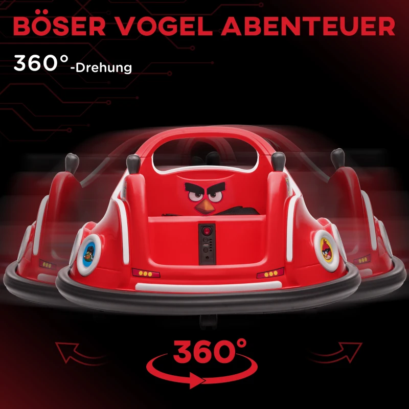 AIYAPLAY Kinder Bumperauto, 360° Draaibaar, voor 3-5 Jaar, met Afstandsbediening, Muziek, Rood