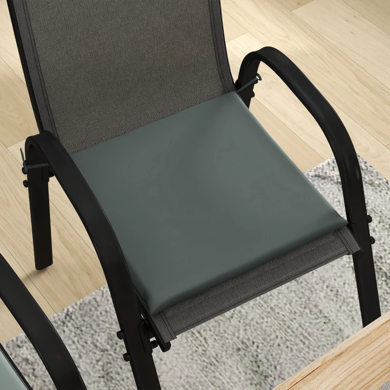 Outsunny Set mit 6 Gartenstuhlkissen Outdoor Polsterung 3 cm Polyesterstoff Maße 42L x 42B cm Dunkelgrau