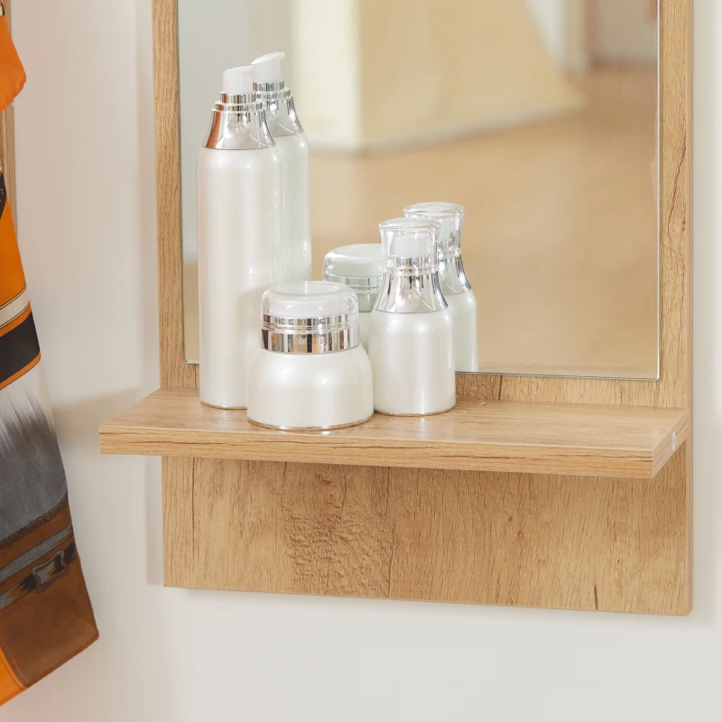 HOMCOM Eingangs-Set Flurgarderobe, 1 Spiegel mit Regal, 1 Garderobenständer mit Regal, 1 Schuhbank