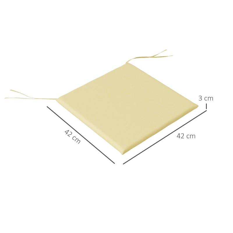 Outsunny Set mit 6 Gartenstuhlauflagen im Freien mit 3 cm Füllung aus Polyesterstoff in den Maßen 42L x 42B cm Beige