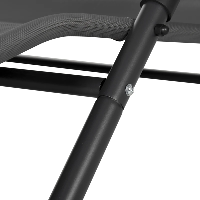 Outsunny Sonnenliege Sonnenbett Liegestuhl mit Baldachin, Kopfkissen und Rollen aus Stahl und Polyester Dunkelgrau