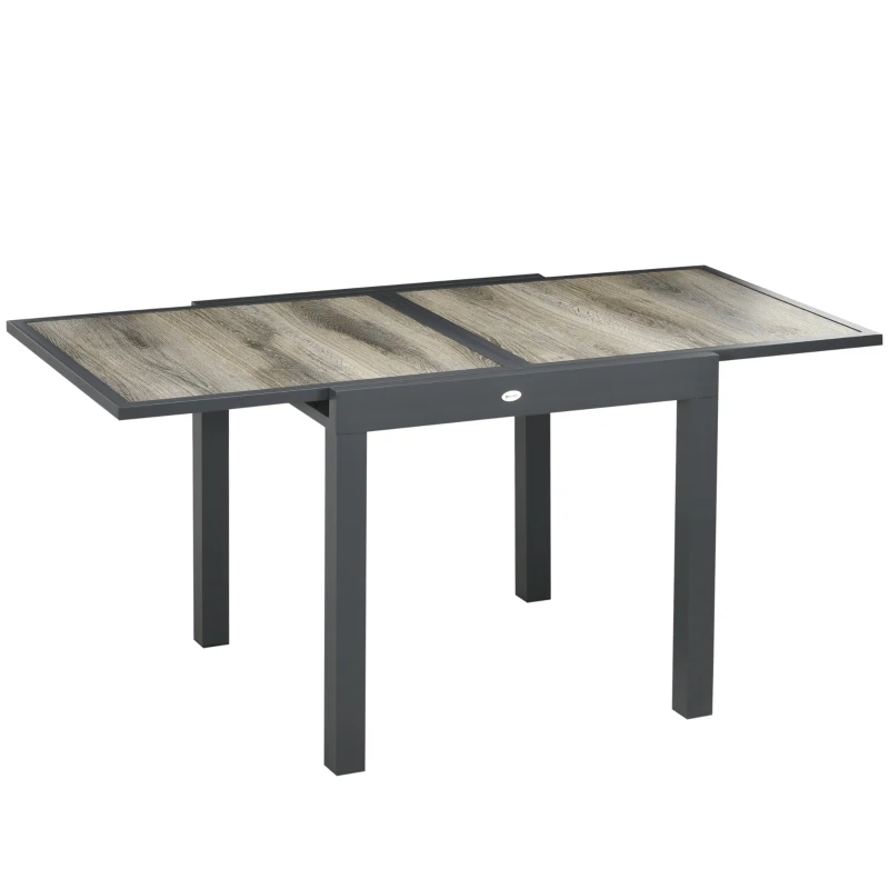 Outsunny Table de Jardin, extensible, facile d'entretien, cadre en aluminium, imitation bois, 160 x 80 x 75 cm