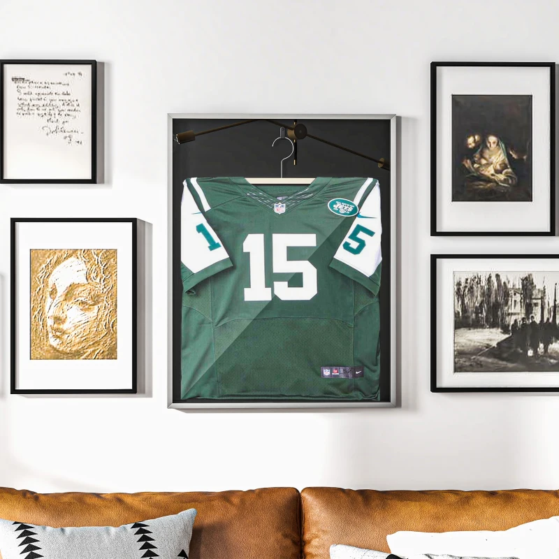 HOMCOM Rahmenbox T-Rahmen Aluminiumtrikotrahmen Acryl-Innenfutter aus Filz 70 x 90 cm Silber