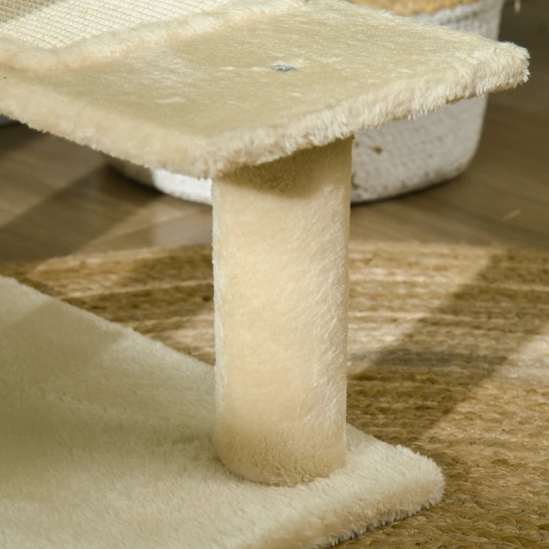 PawHut Arbre à Chat avec Colonnes en Sisal, Griffoir pour Chat, Arbre à Grimper pour Chat, Arbre à Chat, Beige, 50 x 50 x 100 cm