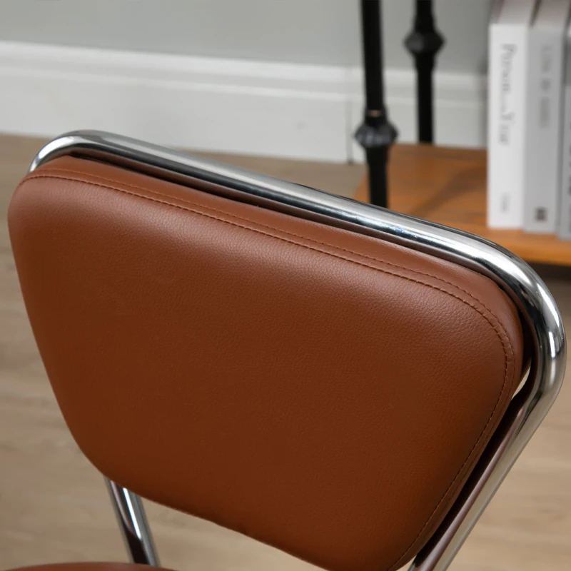 HOMCOM Vintage Massagehocker - drehbarer Arbeitsstuhl 360° - Höhenverstellbarer Sitz 49-64 cm - braunes Kunstleder verchromtes Metall