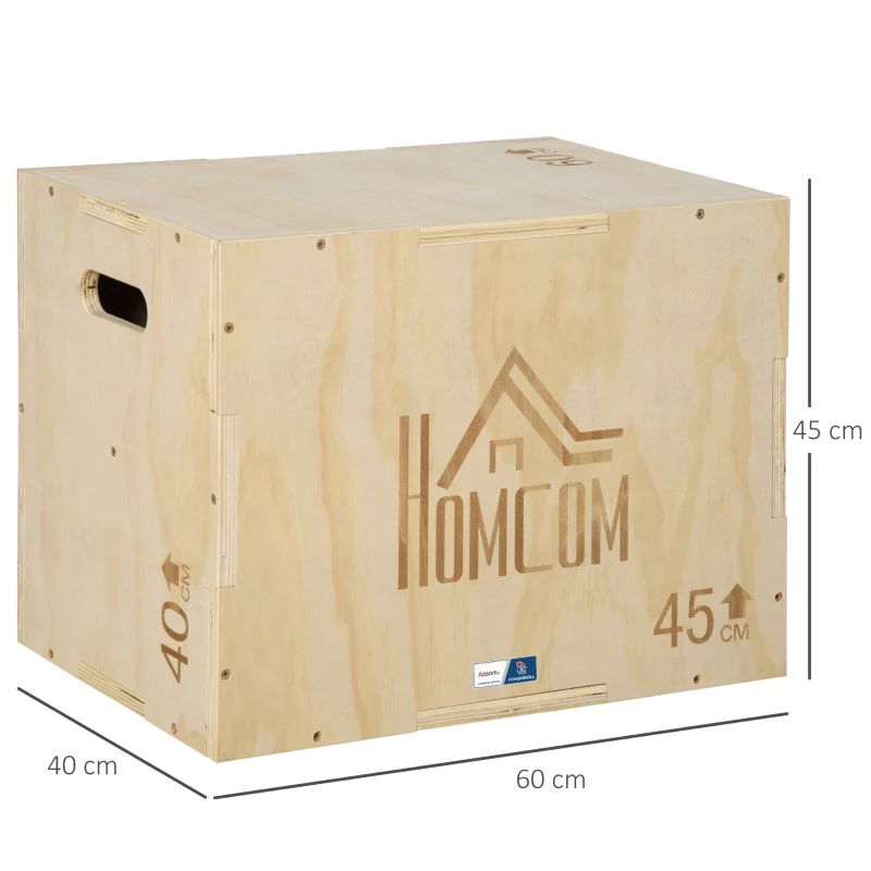 Jump Box Plyo 3 in 1 Sprungbox für Muskel- und Fitness-Training Holz